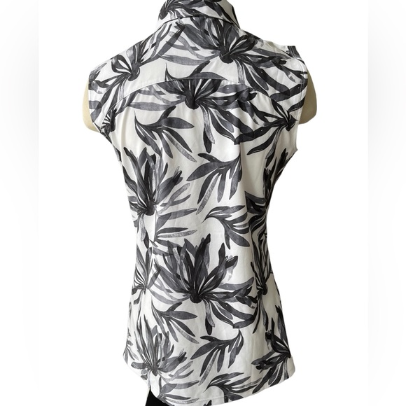 PUMA GOLF Black White Palm Sleeveless Polo Moisture Wicking UPF Resort Small - Picture 8 of 15